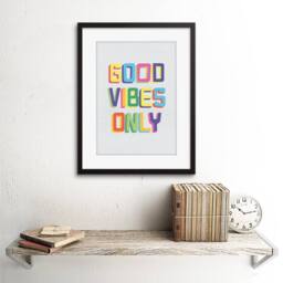 "Artery8 Quote Good Vibes Only Colourful Artwork 12x16"" Framed Wall Art - Size: W12"" x H16""" - thumbnail 2