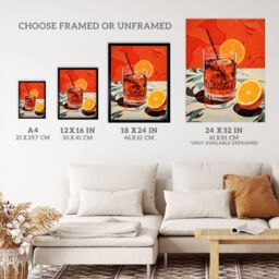 "Wee Blue Coo Wall Art Print Negroni Nights Orange Cocktail Kitchen Living Room - Size: W18"" x H24""" - thumbnail 3