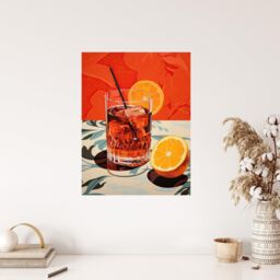 "Wee Blue Coo Wall Art Print Negroni Nights Orange Cocktail Kitchen Living Room - Size: W18"" x H24""" - thumbnail 4