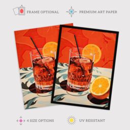 "Wee Blue Coo Wall Art Print Negroni Nights Orange Cocktail Kitchen Living Room - Size: W18"" x H24""" - thumbnail 2
