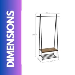 FURNOS Industrial Open Wardrobe Garment Rail With Storage Shelves in Brown - thumbnail 6