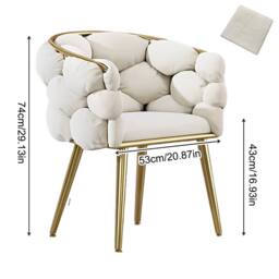 Ventryn Luxurious Backrest Chair, Ideal Single Seating for Bedroom Vanity in White - thumbnail 2