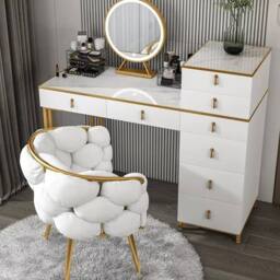 Ventryn Luxurious Backrest Chair, Ideal Single Seating for Bedroom Vanity in White - thumbnail 3