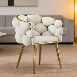 Ventryn Luxurious Backrest Chair, Ideal Single Seating for Bedroom Vanity in White - thumbnail 1