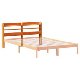 Berkfield Home Headboard with Shelves Wax Brown 160 cm Solid Wood Pine - thumbnail 6