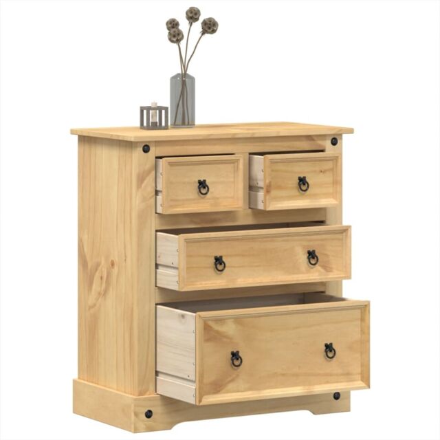 Berkfield Home Chest of Drawers Corona 80x43x91 cm Solid Wood Pine in Brown - Size: 80 x 43 x 91 cm - image 1