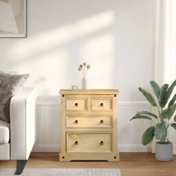 Berkfield Home Chest of Drawers Corona 80x43x91 cm Solid Wood Pine in Brown - Size: 80 x 43 x 91 cm - thumbnail 3