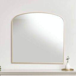 Melody Maison Large Gold Framed Arched Wall Mirror 92cm X 91cm in Metallic Gold - Size: 92 cm X 91 cm - thumbnail 5