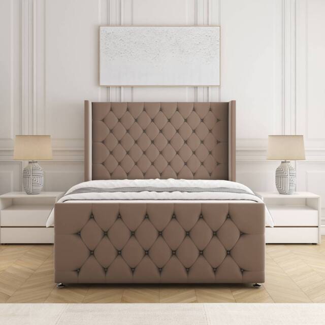 "BSSPOKE Florida Velvet Divan Bed 54""Headboard &Footboard Mattress & No Drawers in Bronze - Size: Small Double" - image 1