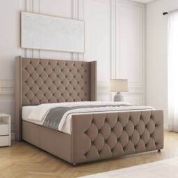 "BSSPOKE Florida Velvet Divan Bed 54""Headboard &Footboard Mattress & No Drawers in Bronze - Size: Small Double" - thumbnail 2