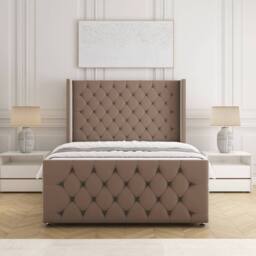 "BSSPOKE Florida Velvet Divan Bed 54""Headboard &Footboard Mattress & No Drawers in Bronze - Size: Small Double" - thumbnail 1
