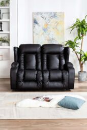 More4Homes Caesar 2 Seater Electric High Back Bonded Leather Recliner Sofa in Black - thumbnail 6