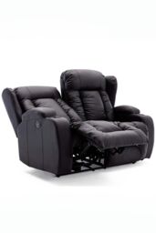 More4Homes Caesar 2 Seater Electric High Back Bonded Leather Recliner Sofa in Black - thumbnail 3