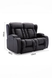 More4Homes Caesar 2 Seater Electric High Back Bonded Leather Recliner Sofa in Black - thumbnail 5