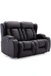 More4Homes Caesar 2 Seater Electric High Back Bonded Leather Recliner Sofa in Black - thumbnail 2