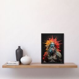 Artery8 Wall Art Print Zeus God of Thunder Greek Mythology Conceptual Artwork Framed Art in Orange - Size: A4 - thumbnail 4