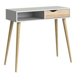 Wyld Haus Sapporo Console Table White & Natural Oak 1 Drawer 1 Shelf - thumbnail 3
