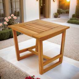 Direct Wicker Wooden Side Table, Outdoor/Indoor Weather Resistant End Table in Brown - Size: 1 Pack