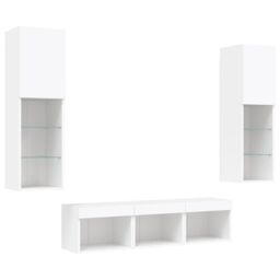Berkfield Home 5 Piece TV Wall Units with LED White Engineered Wood - thumbnail 5