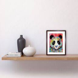 "Artery8 Wall Art Print Panda Spirit Animal Portrait Folk Art Watercolour Painting Artwork Framed 9X7 Inch in Brown - Size: W7"" x H9""" - thumbnail 2