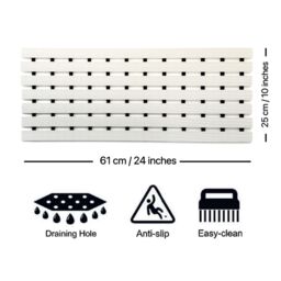 Nicoman PVC Duckboard Anti Slip Shower Mat Bath Mat 61cm x 25cm in White - Size: 61 cm x 25 cm - thumbnail 2