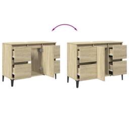 Berkfield Home Sink Cabinet Sonoma Oak 80x33x60 cm Engineered Wood in Light Oak - Size: 80 x 33 x 60 cm - thumbnail 9
