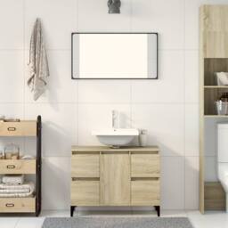 Berkfield Home Sink Cabinet Sonoma Oak 80x33x60 cm Engineered Wood in Light Oak - Size: 80 x 33 x 60 cm - thumbnail 1
