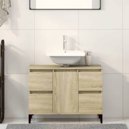 Berkfield Home Sink Cabinet Sonoma Oak 80x33x60 cm Engineered Wood in Light Oak - Size: 80 x 33 x 60 cm - thumbnail 2