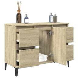 Berkfield Home Sink Cabinet Sonoma Oak 80x33x60 cm Engineered Wood in Light Oak - Size: 80 x 33 x 60 cm - thumbnail 4