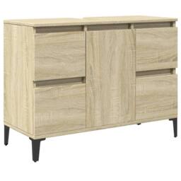Berkfield Home Sink Cabinet Sonoma Oak 80x33x60 cm Engineered Wood in Light Oak - Size: 80 x 33 x 60 cm - thumbnail 3