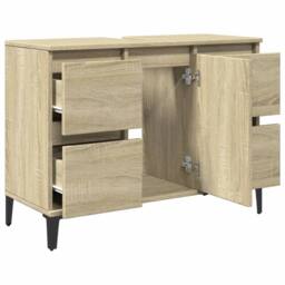 Berkfield Home Sink Cabinet Sonoma Oak 80x33x60 cm Engineered Wood in Light Oak - Size: 80 x 33 x 60 cm - thumbnail 6