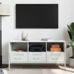 Berkfield Home TV Cabinet White 100.5x39x50.5 cm Steel - thumbnail 1