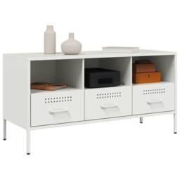 Berkfield Home TV Cabinet White 100.5x39x50.5 cm Steel - thumbnail 4