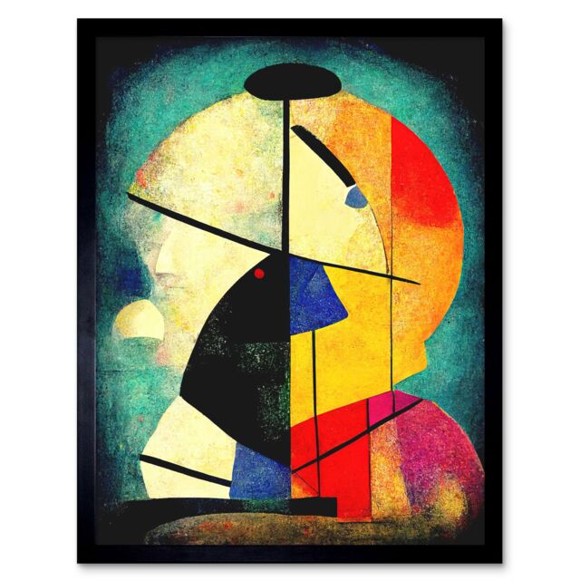 "Artery8 Wall Art Print Colourful Kandinsky Inspired Abstract Painting Art Framed in Black - Size: W12"" x H16""" - image 1