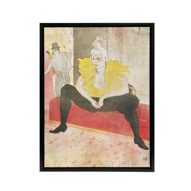 "Artery8 The Seated Clowness Sketch Framed Canvas Wall Art Print Toulouse Lautrec in Beige - Size: W12"" x H16""" - image 1