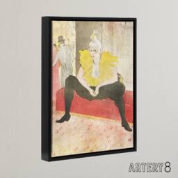 "Artery8 The Seated Clowness Sketch Framed Canvas Wall Art Print Toulouse Lautrec in Beige - Size: W12"" x H16""" - thumbnail 2