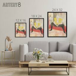 "Artery8 The Seated Clowness Sketch Framed Canvas Wall Art Print Toulouse Lautrec in Beige - Size: W12"" x H16""" - thumbnail 4
