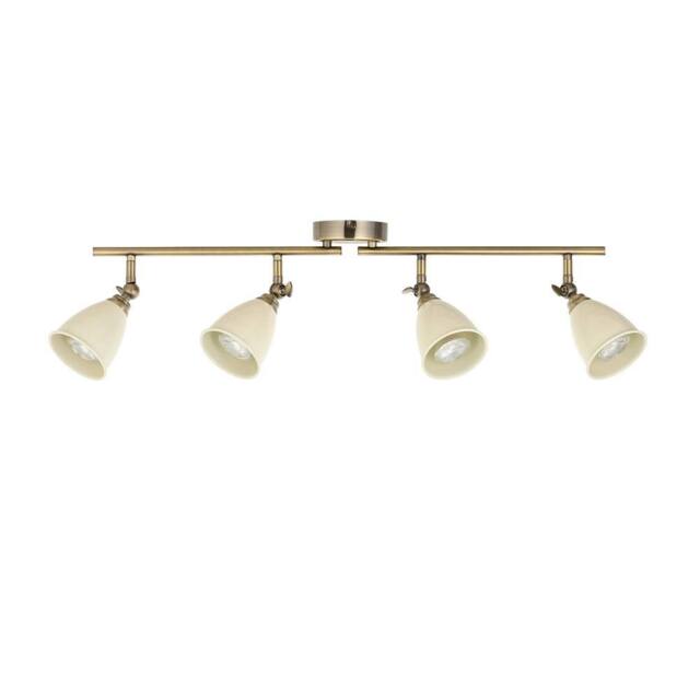 First Choice Lighting Lincoln - Antique Brass & Cream 4 Way Adjustable Ceiling Spotlight in Bronze - image 1