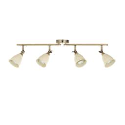 First Choice Lighting Lincoln - Antique Brass & Cream 4 Way Adjustable Ceiling Spotlight in Bronze - thumbnail 1