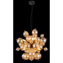 Netlighting Udo Globe Pendant Matt Black Balls Amber Glass Shade 6x E14 - thumbnail 4
