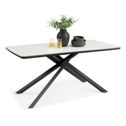 Spinningfield Atherton Rectangular 6 Seater Marble Effect Dining Room Table in White - thumbnail 2