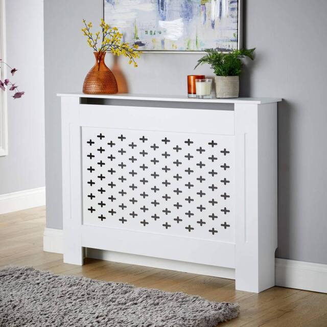 Home Source Medium Radiator Cover MDF Wooden Home Decorative Modern Design in White - image 1