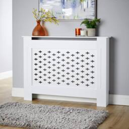 Home Source Medium Radiator Cover MDF Wooden Home Decorative Modern Design in White - thumbnail 3