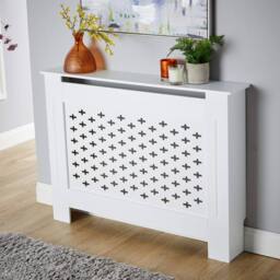 Home Source Medium Radiator Cover MDF Wooden Home Decorative Modern Design in White - thumbnail 2