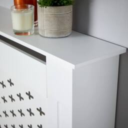 Home Source Medium Radiator Cover MDF Wooden Home Decorative Modern Design in White - thumbnail 4