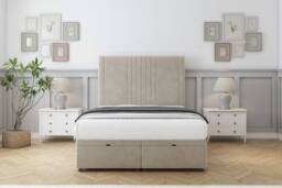 "Comfort Beds Royal Plush Ottoman Bed Base-54"" Floor Standing Headboard in Cream - Size: Small Single" - thumbnail 1