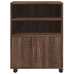 Berkfield Home Rolling Cabinet Brown Oak 60x48x81 cm Engineered Wood - Size: 60 x 48 x 81 cm - thumbnail 4