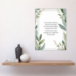 "Artery8 Wall Art Print Matthew 6:34 Live in the Moment Jesus Bible Quote Green Poster - Size: W24"" x H32""" - thumbnail 4