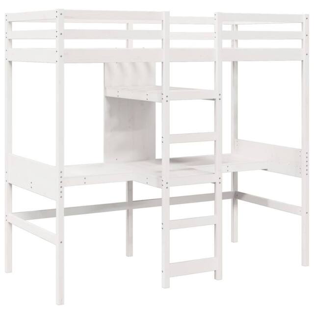 Berkfield Home Loft Bed Frame without Mattress White 75x190cm Solid Wood Pine - Size: 75x190 cm - image 1