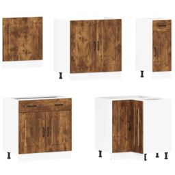 Berkfield Home 11 Piece Kitchen Cabinet Set Kalmar Smoked Oak Engineered Wood in Brown - thumbnail 4